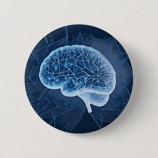 Brain Network Illustration - Neural Network 2 Inch Round Button (Front)