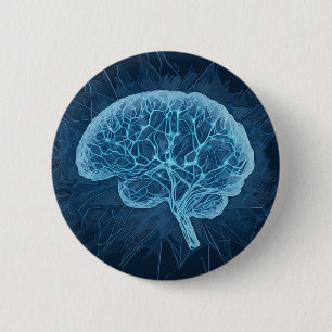 Brain Network Illustration - Neural Network 2 Inch Round Button