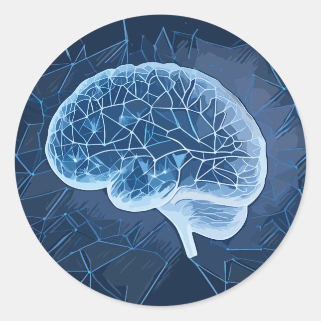 Brain Network Illustration - Neural Network Classic Round Sticker (Front)