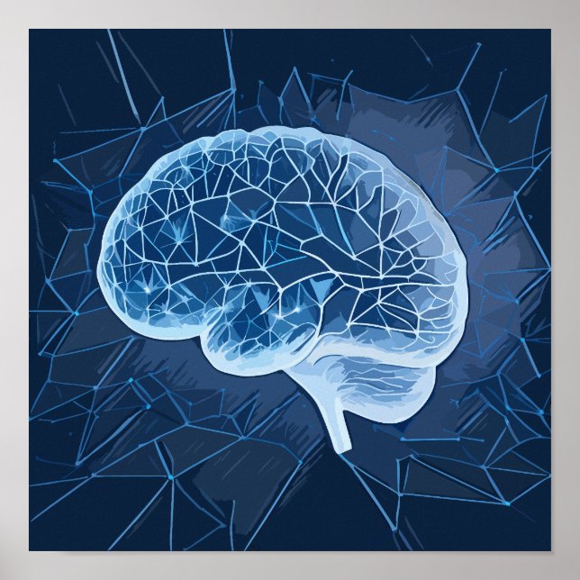 Brain Network Illustration - Neural Network Poster (Front)