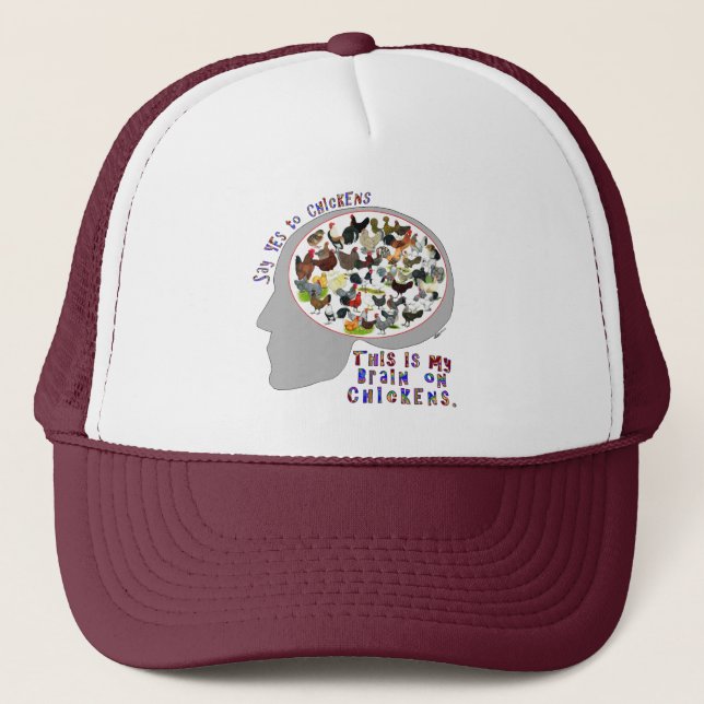 Brain On Chickens Trucker Hat (Front)