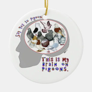 Brain On Pigeons Ceramic Ornament