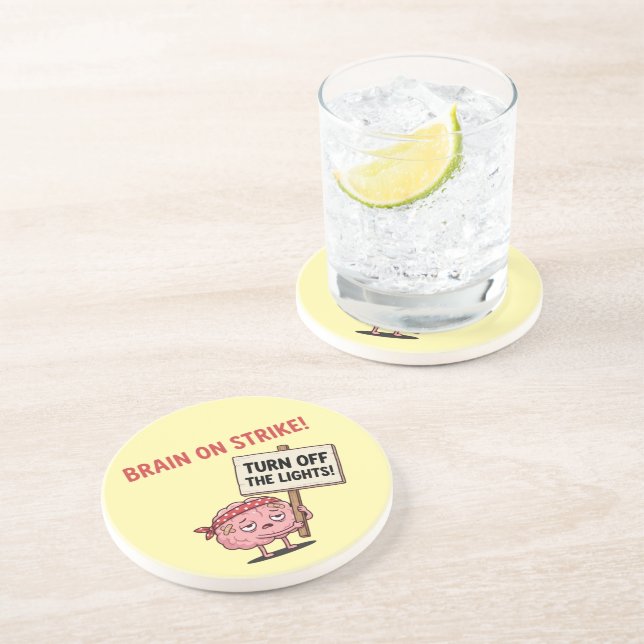 Brain on Strike — Turn Off the Lights Coaster (Side)