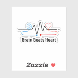 Brain Over Heart Sticker