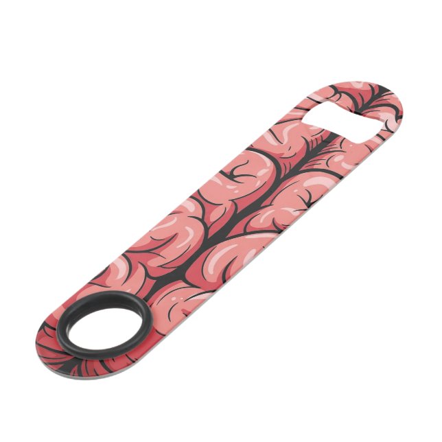 Brain Pattern Stainless Steel Bottle Opener Bar Key (Front Angled)