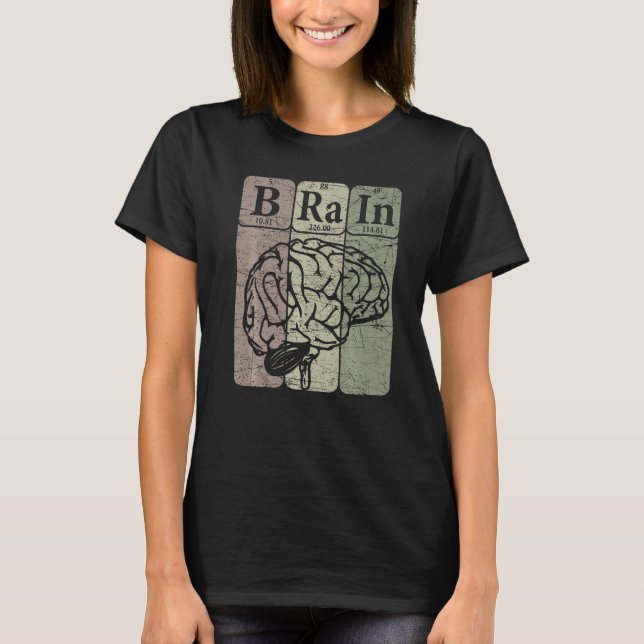 Brain Periodic Table Elements Neurologist Retro Ne T-Shirt (Front)