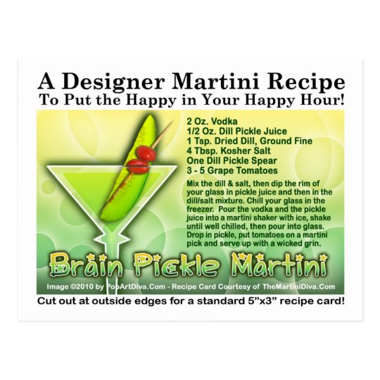 Brain Pickle Halloween Martini Recipe Postcard