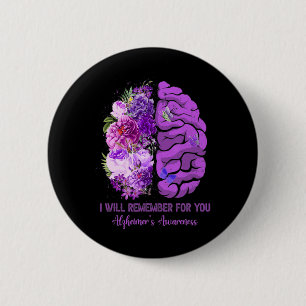 Brain Remember For You Alzheimerheimer Awareness M 2 Inch Round Button