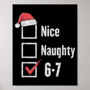 Brain Rot 6-7 Meme Nice Naughty 67 Christmas Funny Poster