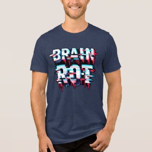 Brain Rot   Glitchcore Digital Distortion Art Tri-Blend Shirt