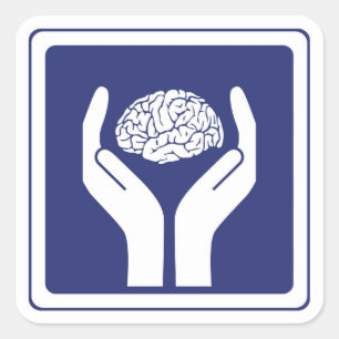 brain sign square sticker