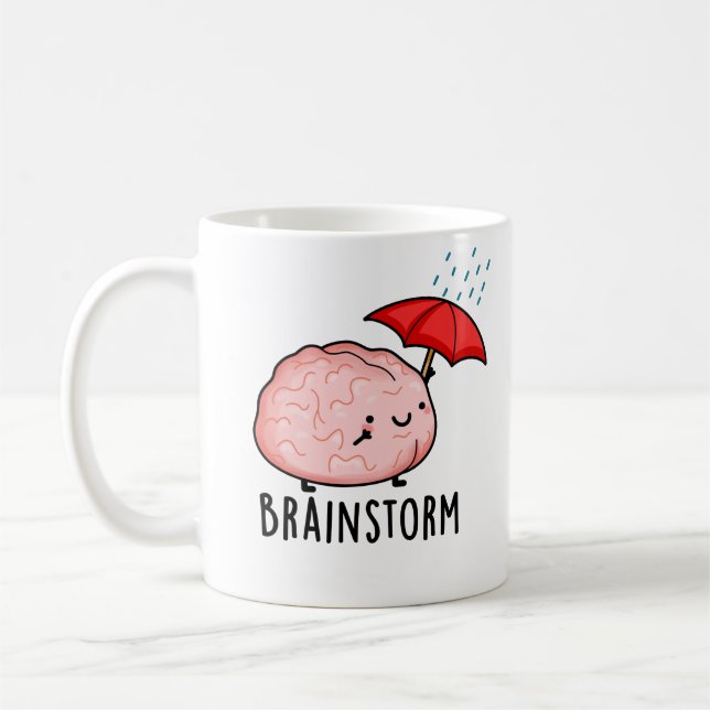 Brain Storm Funny Anatomy Pun  Coffee Mug (Left)