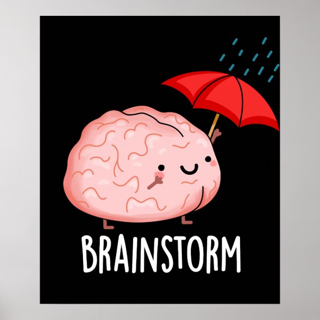 Brain Storm Funny Anatomy Pun Dark BG Poster (Front)