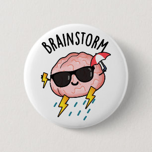 Brain Storm Funny Weather Pun 2 Inch Round Button