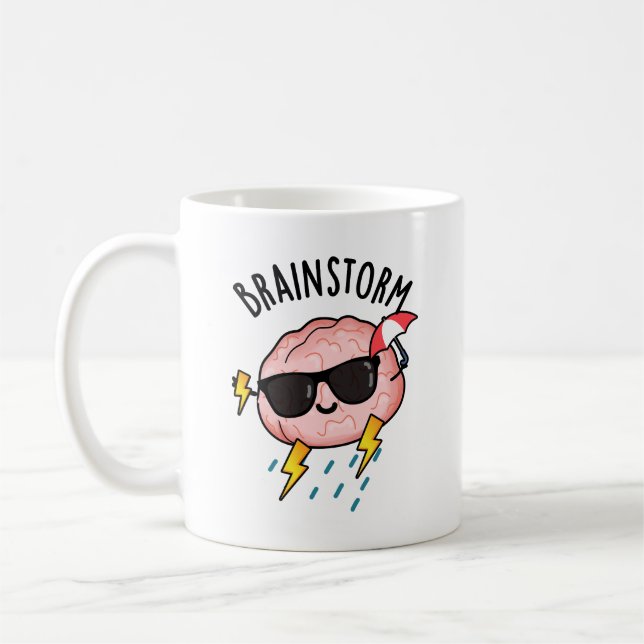 Brain Storm Funny Weather Pun  Coffee Mug (Left)