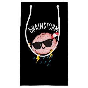 Brain Storm Funny Weather Pun Dark BG Small Gift Bag
