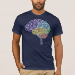 Brain T-Shirt (Dark)<br><div class="desc">A clever illustration labeling the parts of the brain with typography. Makes a great geek gift for a science/math lover, or anyone who loves to use their brain for all it's worth! Available on many different types and colours of shirts.</div>