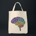 Brain Tote Bag<br><div class="desc">A clever illustration labeling the parts of the brain with typography. Makes a great geek gift for a science/math lover, or anyone who loves to use their brain for all it's worth! Available in many different sizes.</div>