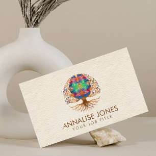 Brain Tree of life - Colourful Leaves Business Card