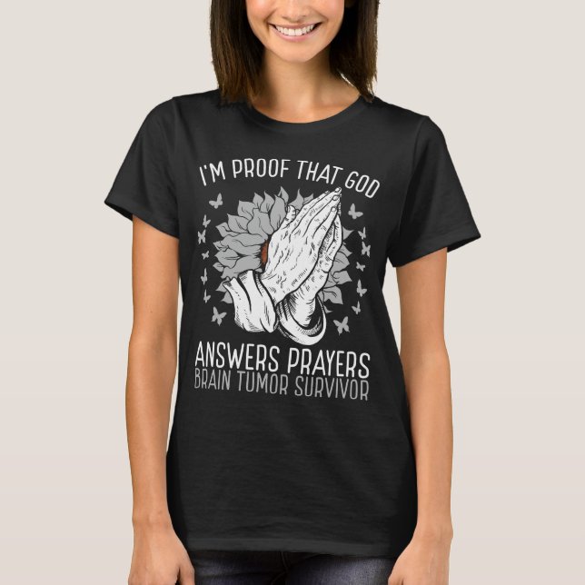 Brain Tumor Awareness God Glioblastoma Survivor T-Shirt (Front)