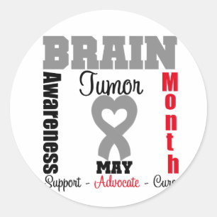 Brain Tumor Awareness Month Heart Ribbon Classic Round Sticker