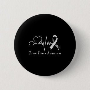 Brain tumor awareness ribbon in may wear gray 2 inch round button