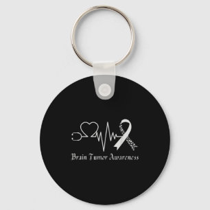 Brain tumor awareness ribbon in may wear gray keychain