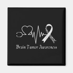 Brain tumor awareness ribbon in may wear gray magnet