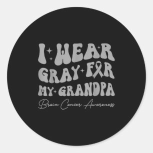 Brain tumor awareness wear gray for grandpa classic round sticker