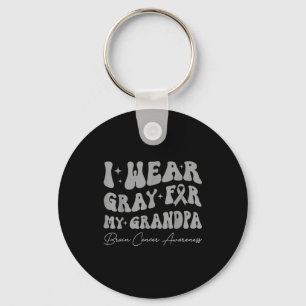 Brain tumor awareness wear gray for grandpa keychain