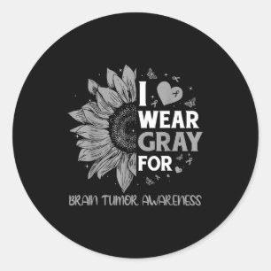 Brain tumor awareness wear gray in may strong classic round sticker