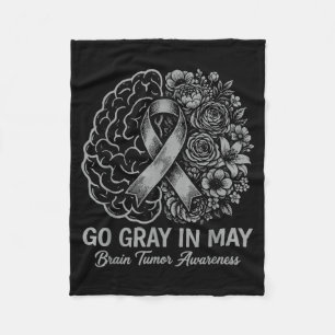 Brain tumor awareness wear gray in may strong fleece blanket