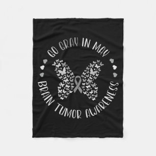 Brain tumor awareness wear gray in may strong fleece blanket