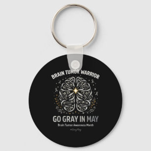 Brain tumor awareness wear gray in may strong keychain