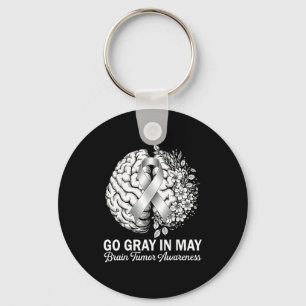 Brain tumor awareness wear gray in may strong keychain