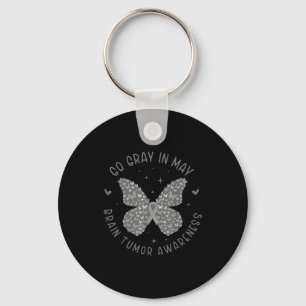 Brain tumor awareness wear gray in may strong keychain