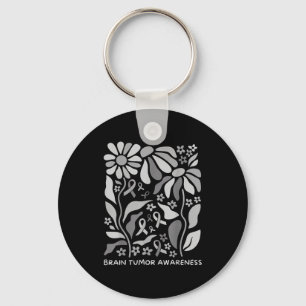 Brain tumor awareness wear gray in may strong keychain