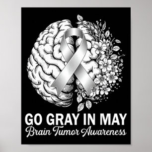 Brain tumor awareness wear gray in may strong poster