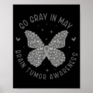 Brain tumor awareness wear gray in may strong poster