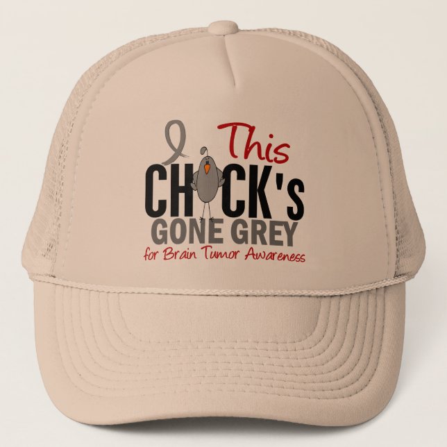 BRAIN TUMOR Chick Gone Grey Trucker Hat (Front)