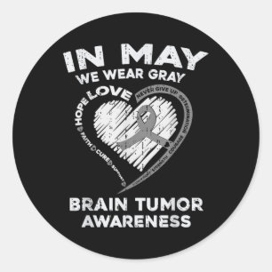 Brain Tumour Awareness Brain Cancer Grey Ribbon Me Classic Round Sticker