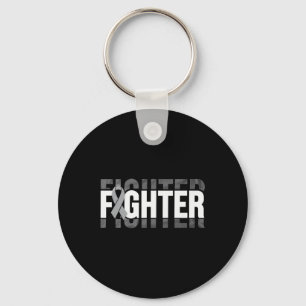 Brain Tumour Awareness Fighter Light Grey Ribbon P Keychain
