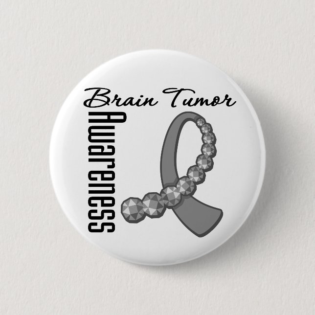 Brain Tumour Awareness Gemstone Ribbon 2 Inch Round Button (Front)