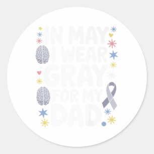 Brain Tumour Awareness Month Grey Ribbon Apparel M Classic Round Sticker