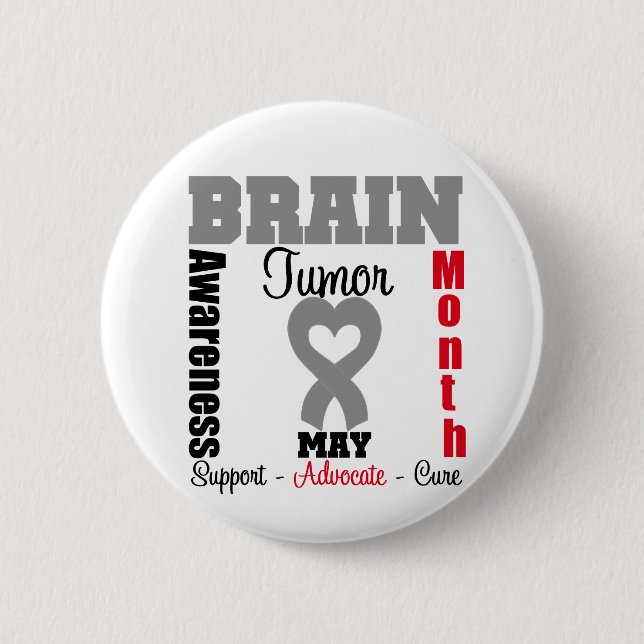 Brain Tumour Awareness Month Heart Ribbon 2 Inch Round Button (Front)