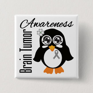 Brain Tumour Awareness Penguin 2 Inch Square Button
