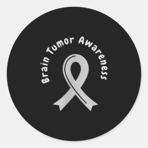 Brain tumour awareness ribbon in may wear grey classic round sticker
