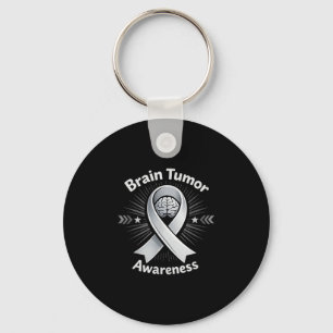 Brain tumour awareness ribbon in may wear grey keychain