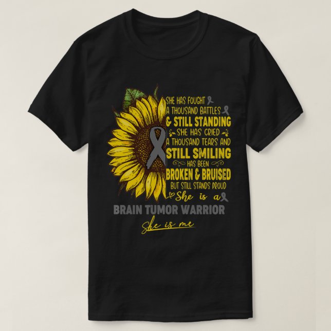 Brain Tumour Awareness She is A Brain Tumour Warri T-Shirt (Design Front)