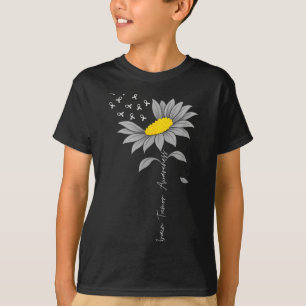 Brain tumour awareness sunflower grey ribbon brain T-Shirt